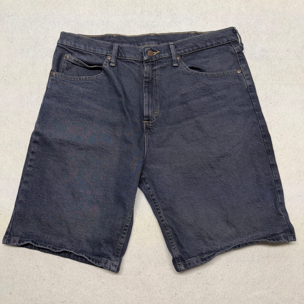 Wrangler Premium‎ Quality Mens 34 Denim Shorts Dark Wash Blue Y2K Skater Grunge